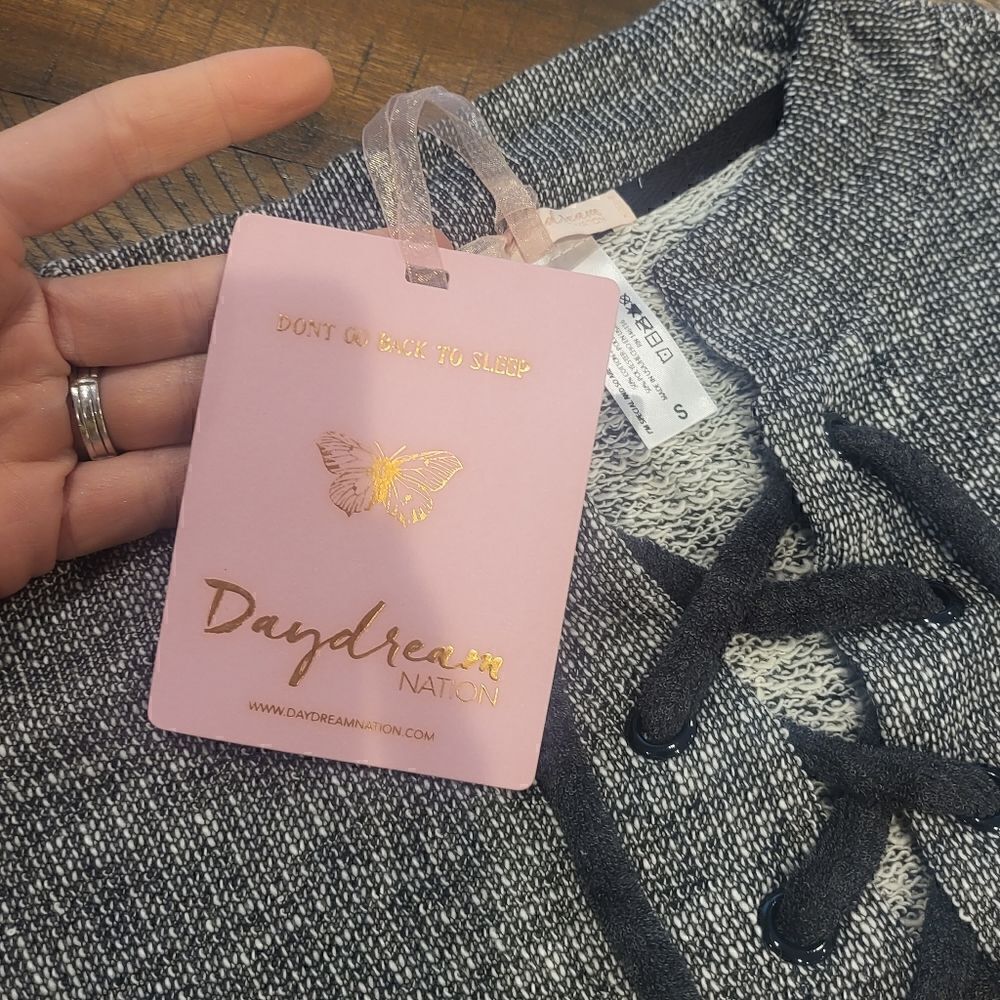 Daydreamnation Sweater Terry Dream Pullover Smallblack/White — image 2 of 6